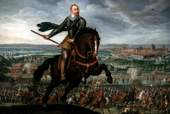 Portrait of Gustav II Adolf of Sweden leading his army to victory at the Battle of Breitenfeld. Painted by Johann Walter. Dated 17th Century. (Photo by: Universal History Archive/UIG via Getty Images)