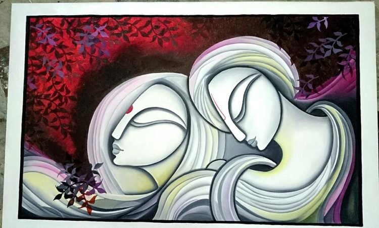 couple abstract oil painting minal patel
