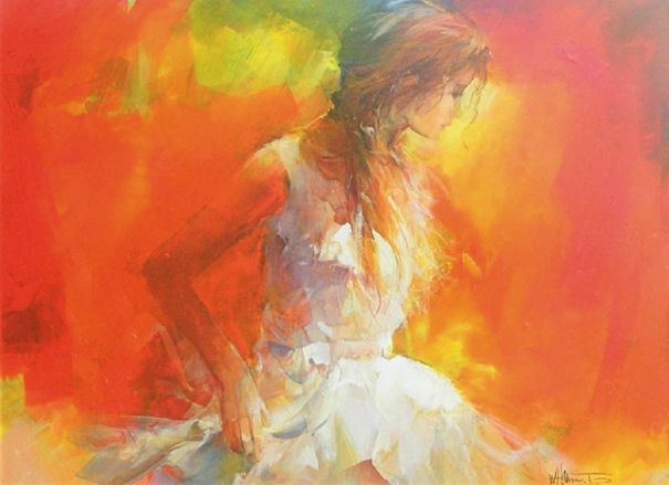 Abstract Painting Of Girl For Modern Living Room Design